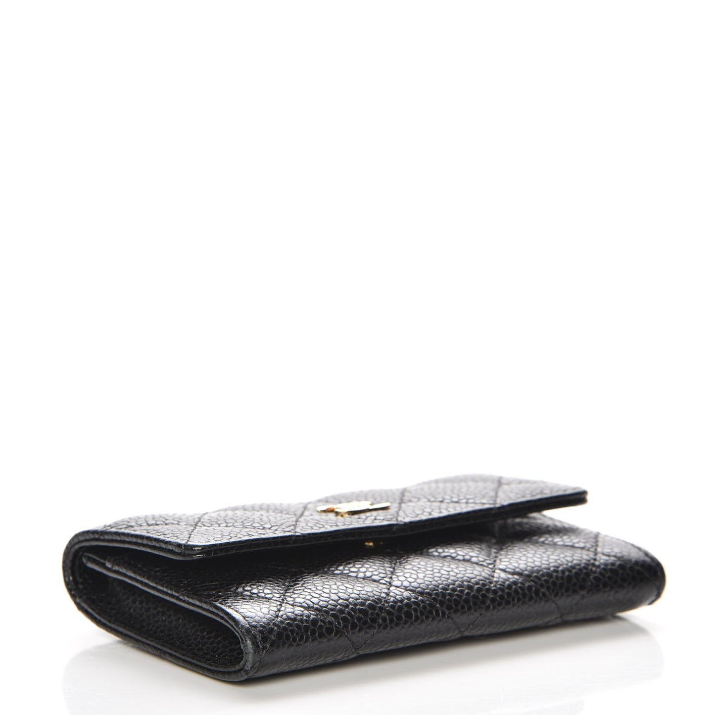 Caviar Quilted Flap Card Holder Black