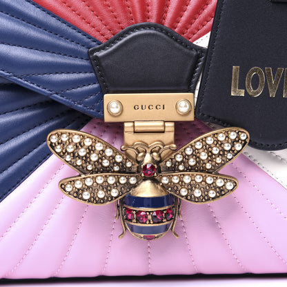 Gucci Calfskin Bamboo Trapuntata Queen Margaret Top Handle Bag Blue Agata Hibiscus Red Mystic White Sugar Pink 15 of 20