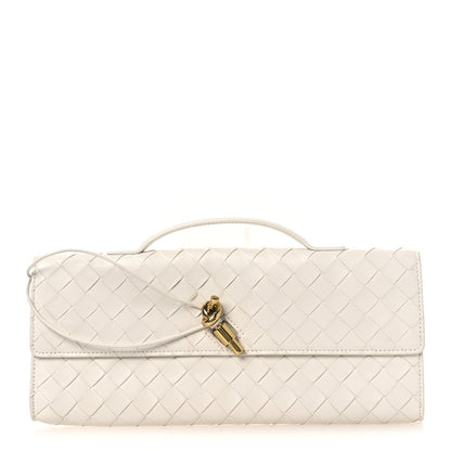 Bottega Veneta Nappa Intrecciato Long Andiamo Top Handle Clutch Sea Salt 1 of 11