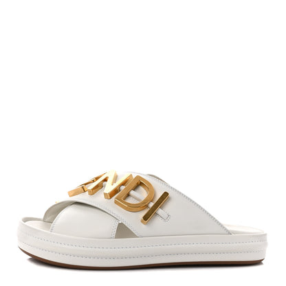 Fendi Vitello Womens Fendigraphy Slide Sandals 35 White Ice 1 of 9