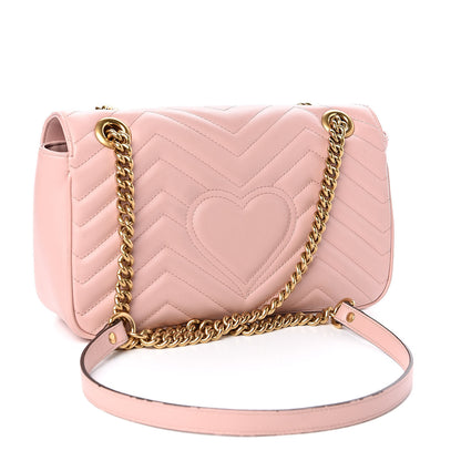 Gucci Calfskin Matelasse Small GG Marmont Shoulder Bag Perfect Pink 3 of 15