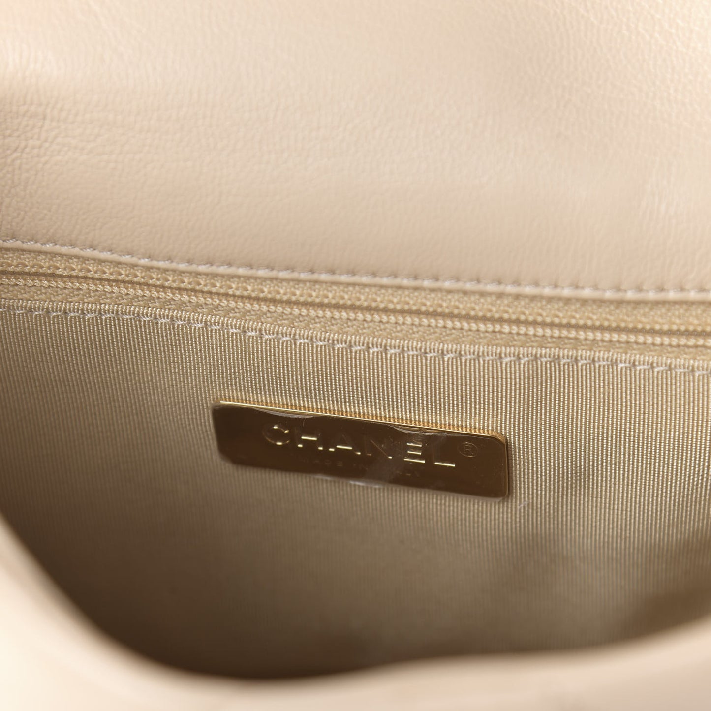 Lambskin Quilted Medium 19 Flap Light Beige