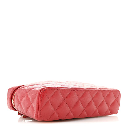 Chanel Caviar Quilted Top Handle Slim Vanity With Chain Red 4 of 11