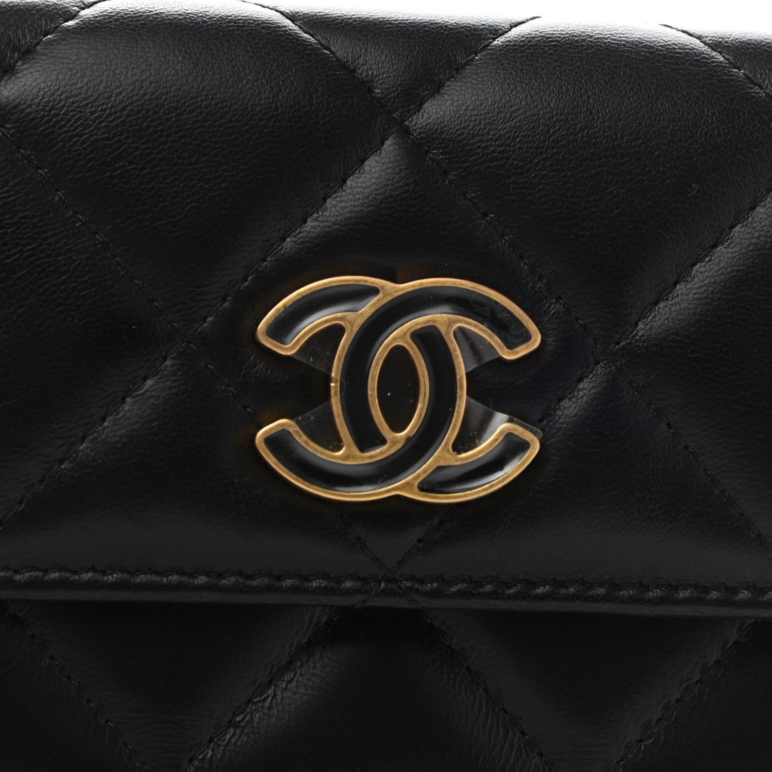 Chanel Lambskin Enamel Quilted Pending CC Flap Belt Bag Black 4 of 11