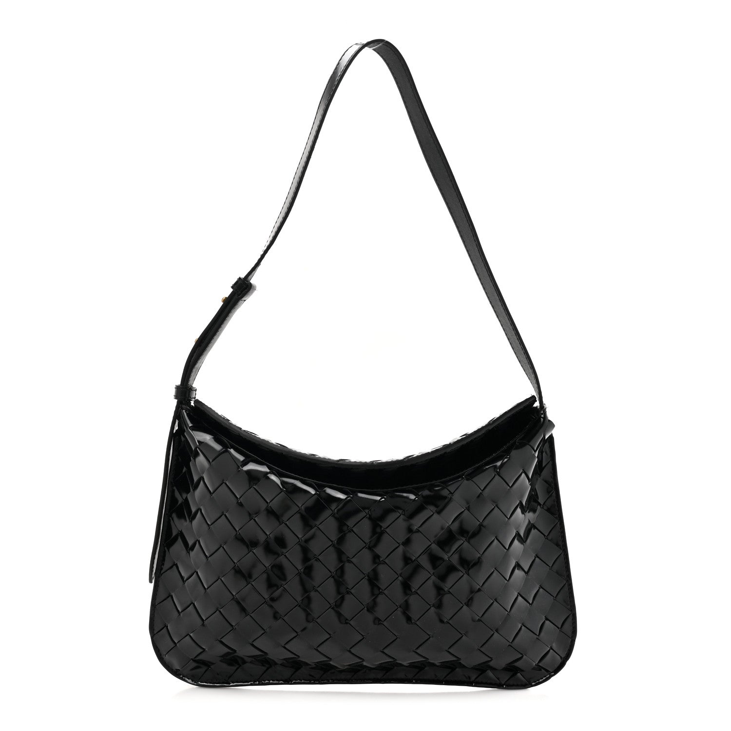 Bottega Veneta Patent Intrecciato Shoulder Bag Black 1 of 10