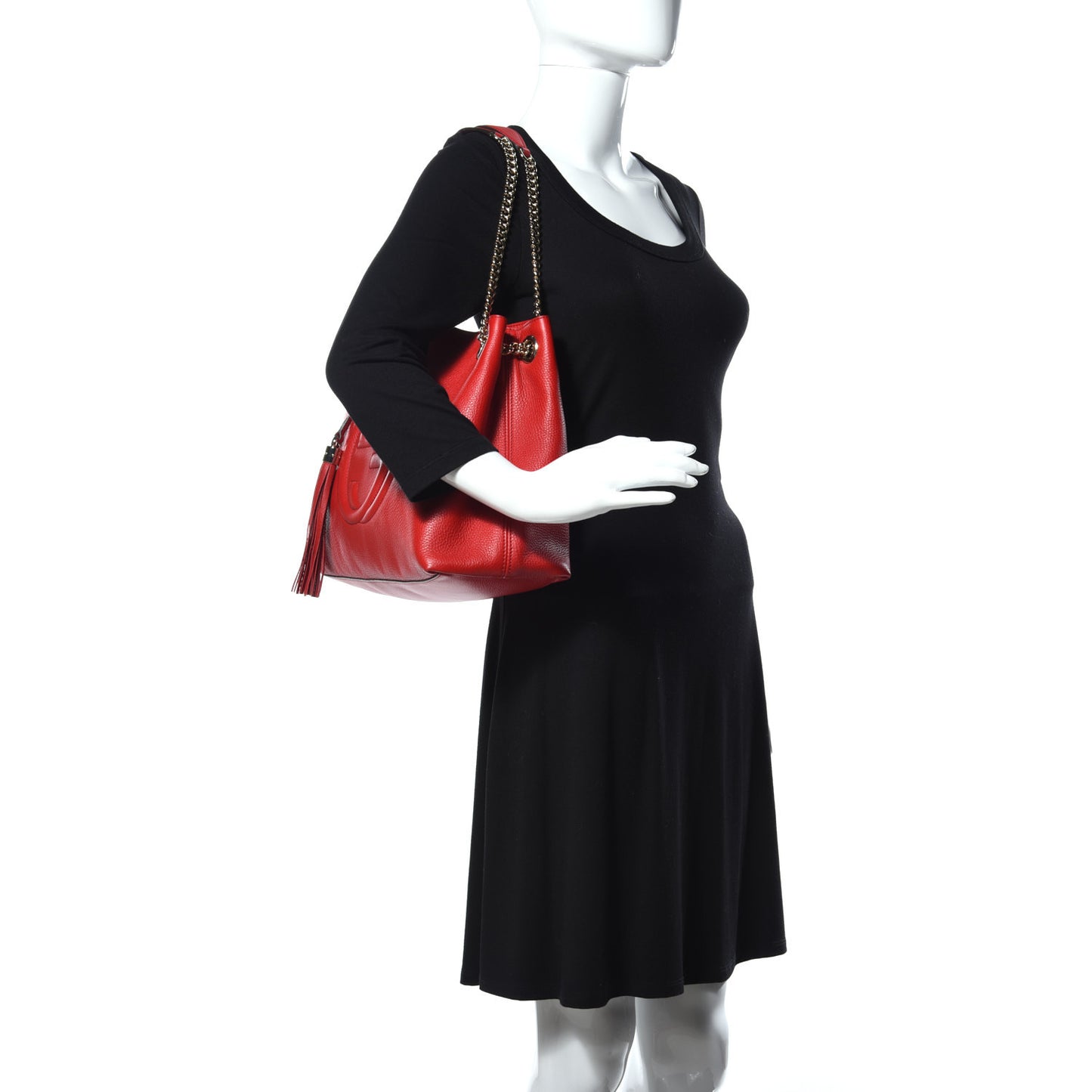 Pebbled Calfskin Medium Soho Chain Shoulder Bag Tabasco Red