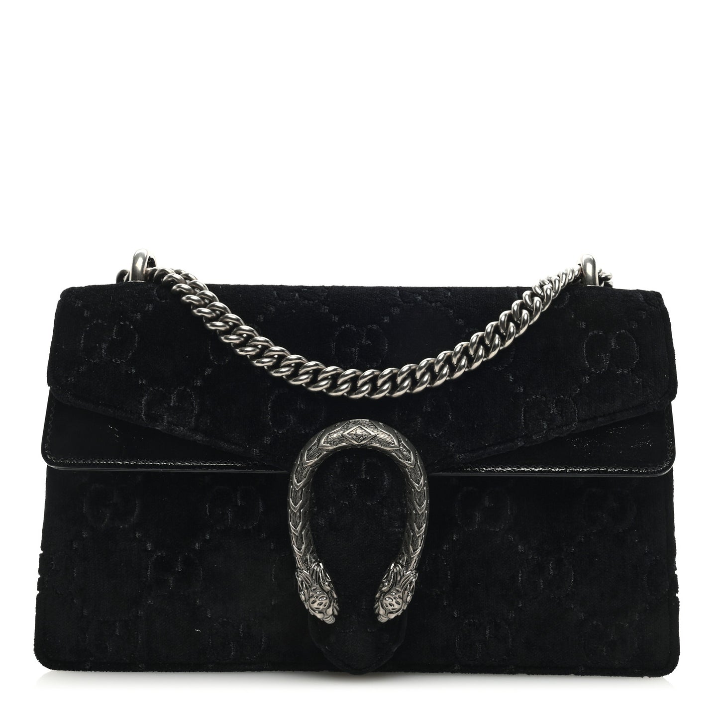 Velvet GG Monogram Small Dionysus Shoulder Bag Black