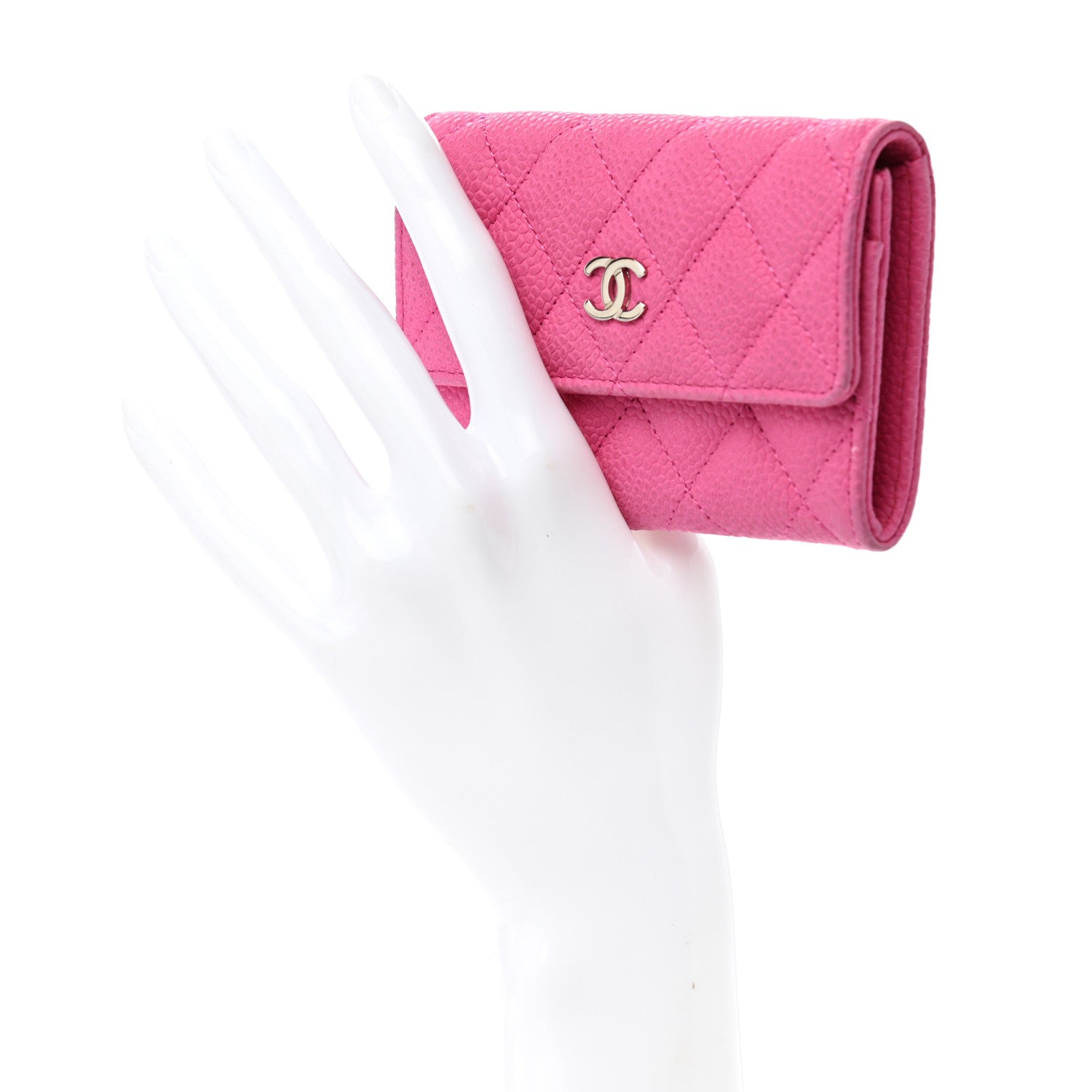 Chanel Iridescent Caviar Quilted Flap Card Holder Pink 2 of 11