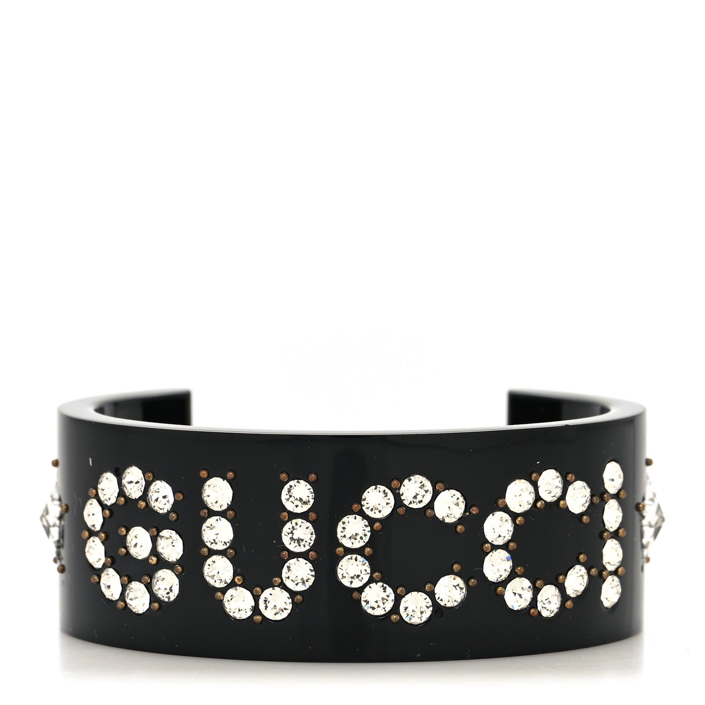 Resin Crystal Cuff Bracelet S Black