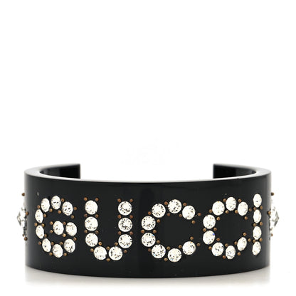 Gucci Resin Crystal Cuff Bracelet S Black 1 of 4