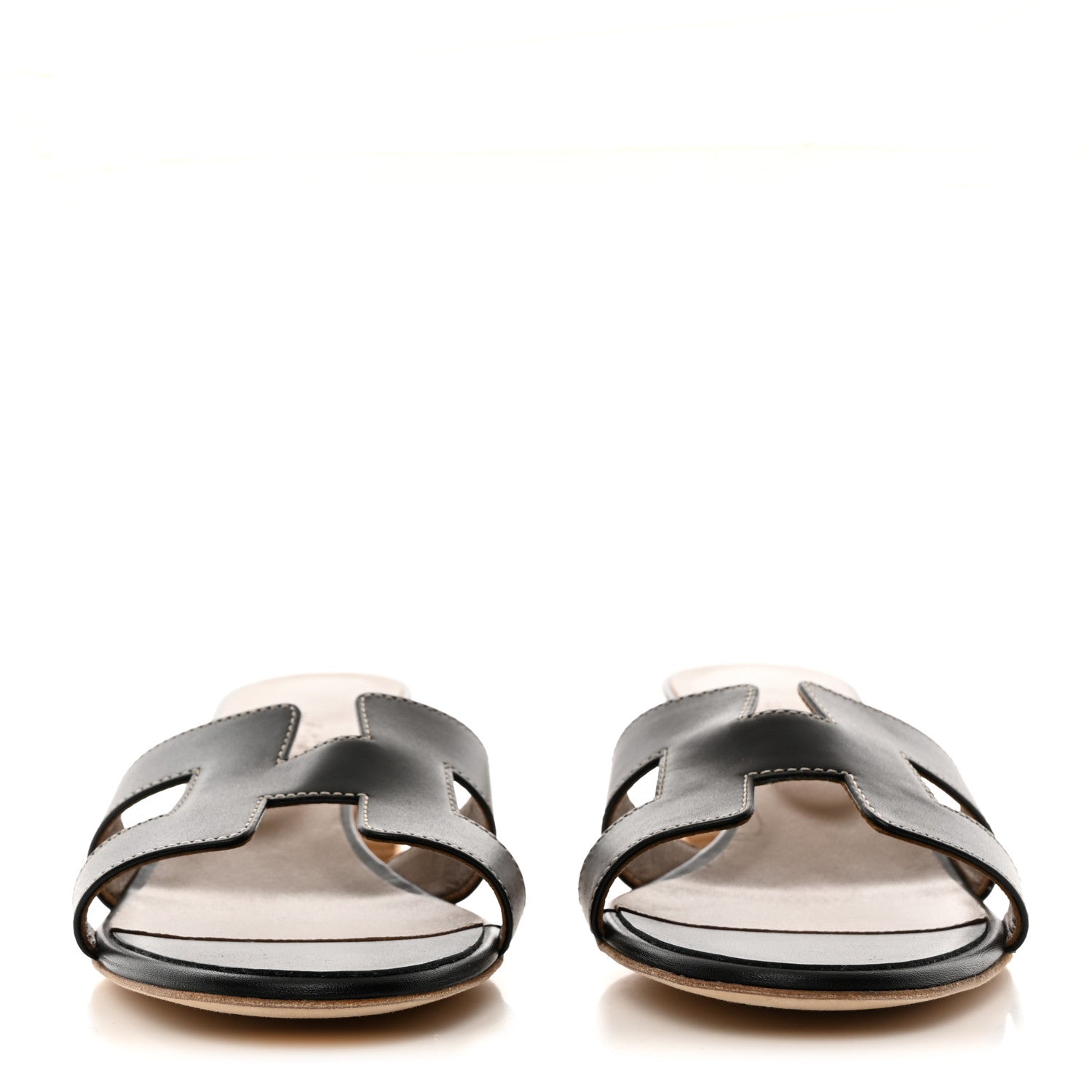 Hermes Calfskin Oasis Sandals 37.5 Black 2 of 8