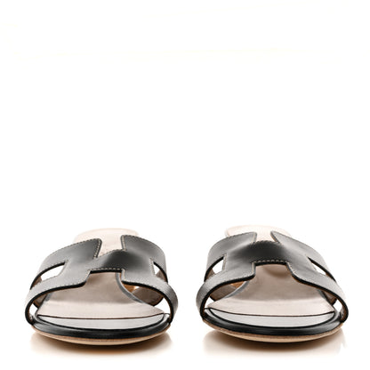 Hermes Calfskin Oasis Sandals 37.5 Black 2 of 8