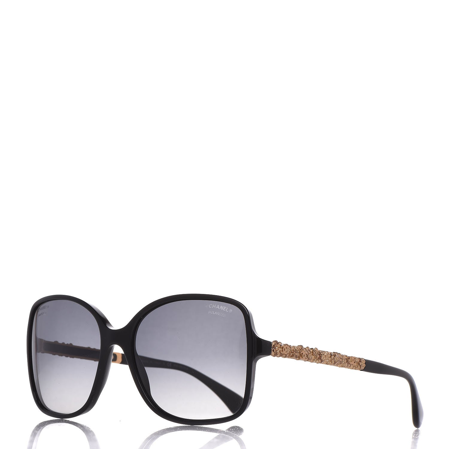 Chanel Acetate Polarized Bijou Square Sunglasses 5355 Black 1 of 9