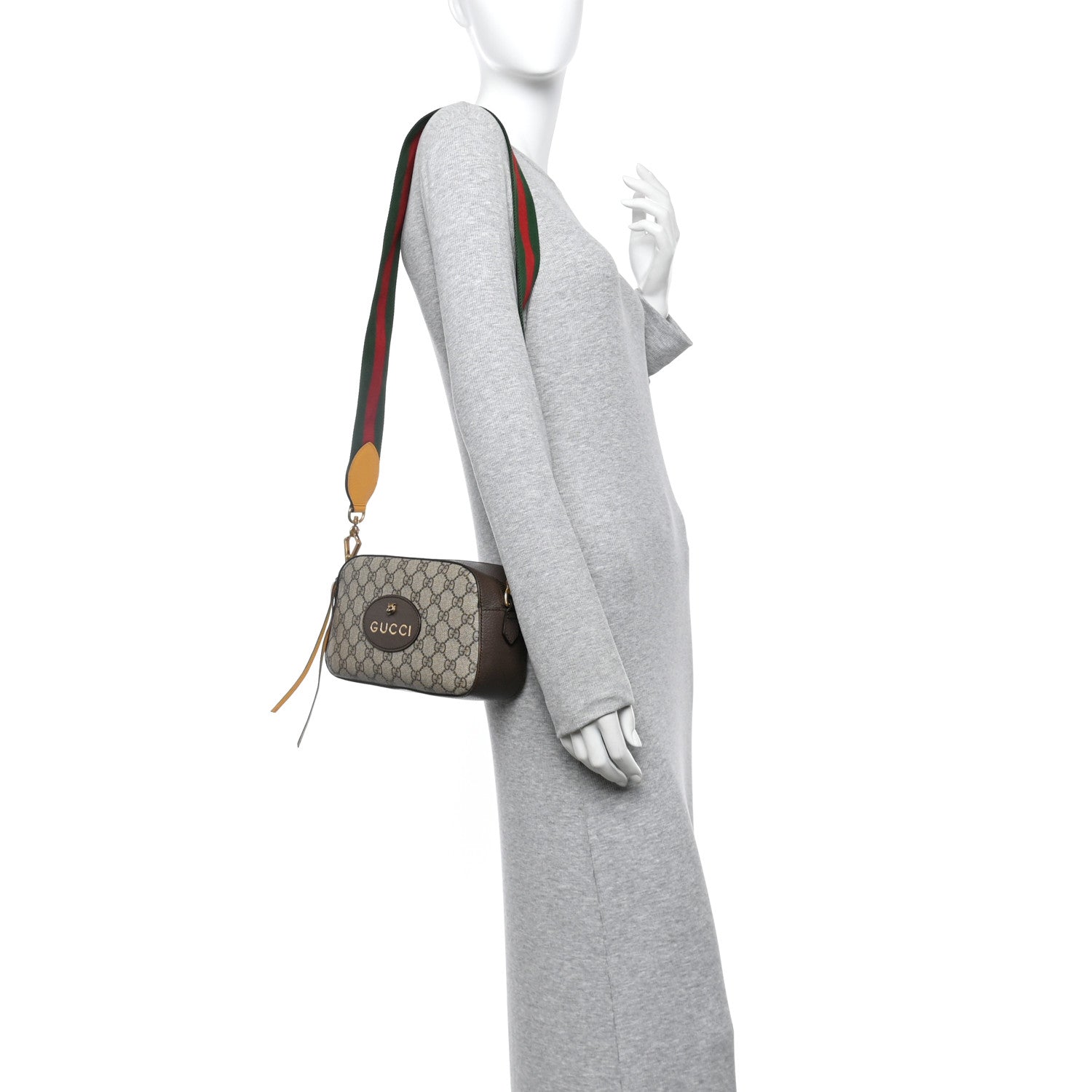 Gucci GG Supreme Monogram Web Neo Vintage Shoulder Bag Beige New Acero Crop 2 of 11