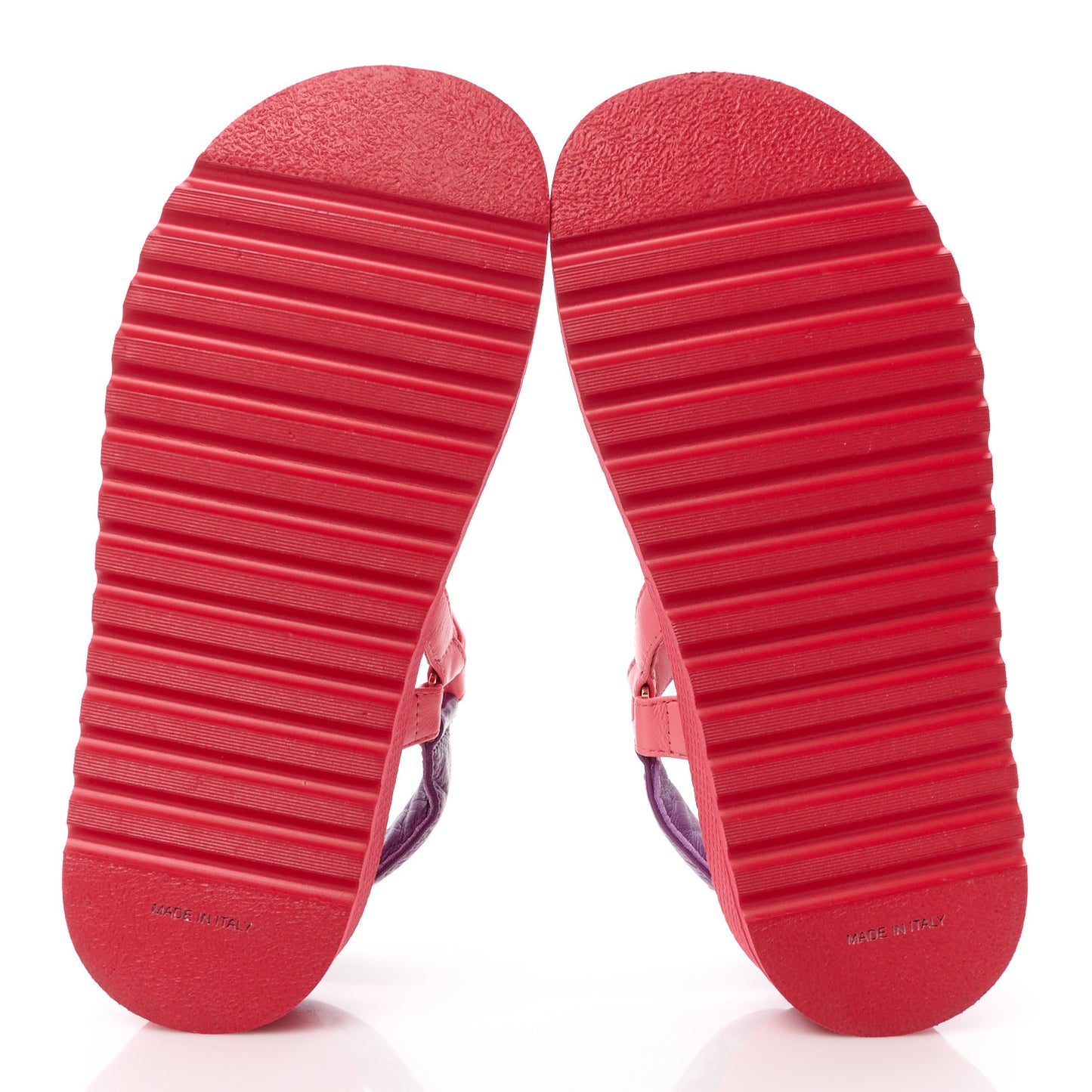 Lambskin Logo Platform Sandals 36 Red Purple Orange