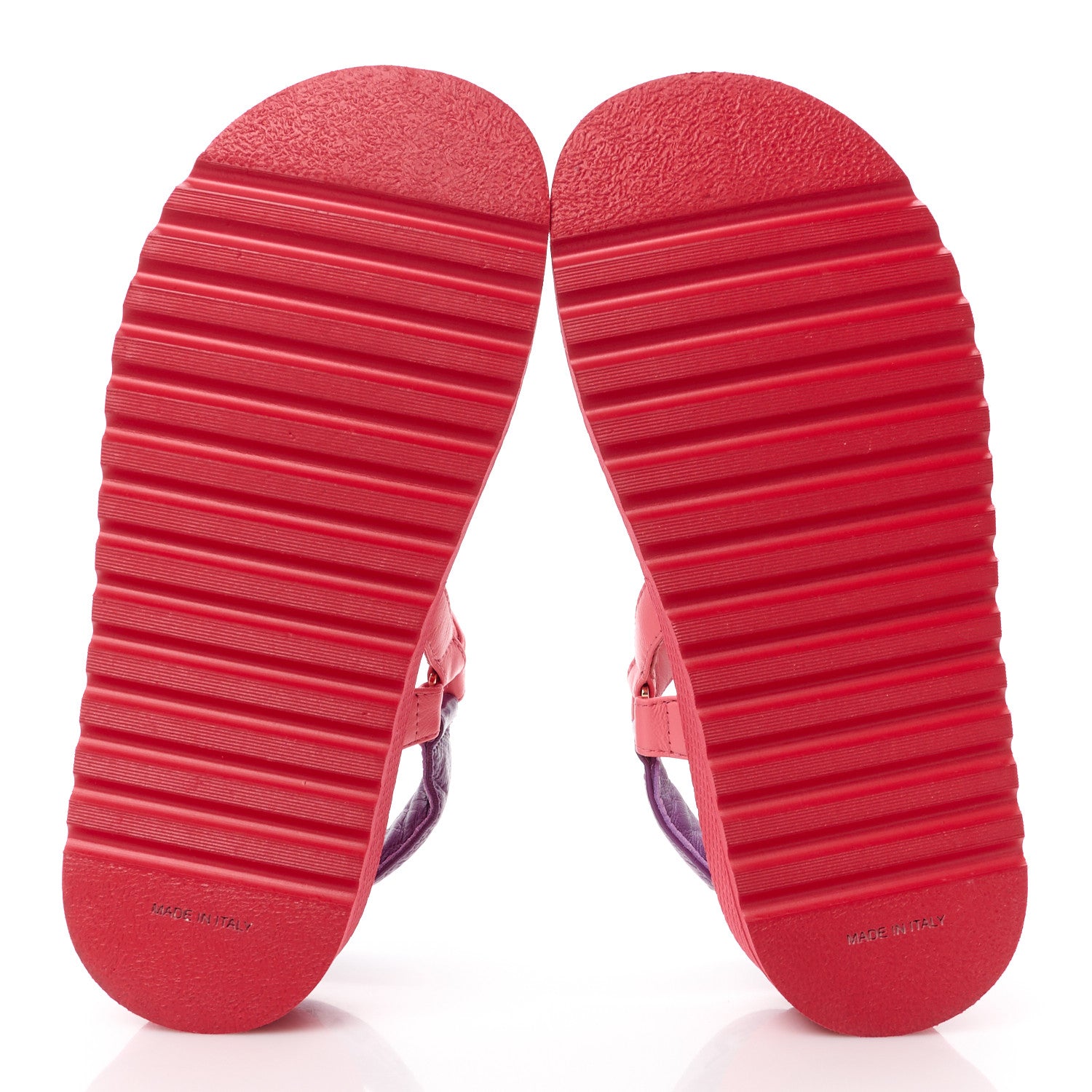 Chanel Lambskin Logo Platform Sandals 36 Red Purple Orange 5 of 9