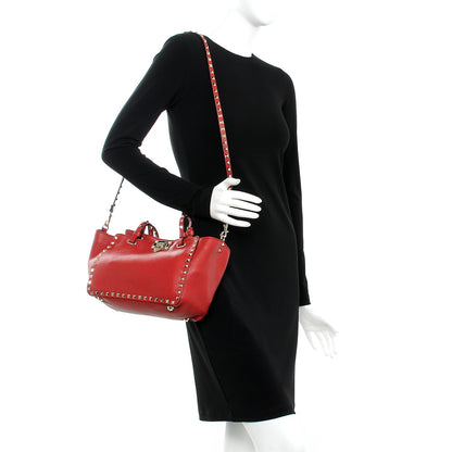 Valentino Garavani Grained Calfskin Small Rockstud Tote Rosso Valentino 2 of 7