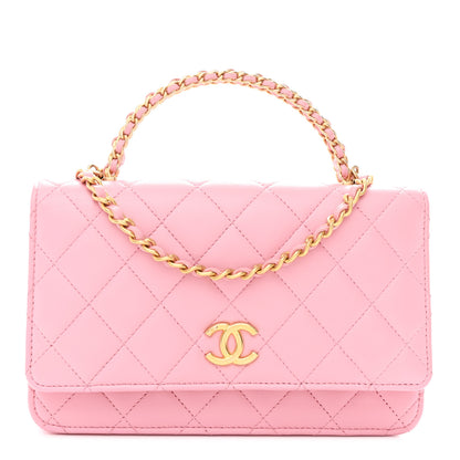 Chanel Lambskin Quilted Pick Me Up Wallet On Chain WOC Light Pink 1 of 12