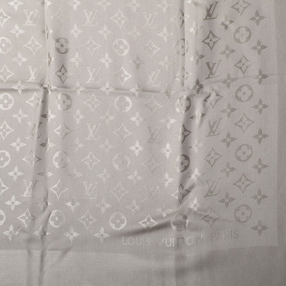 Louis Vuitton Silk Wool Monogram Shawl Beige 4 of 5
