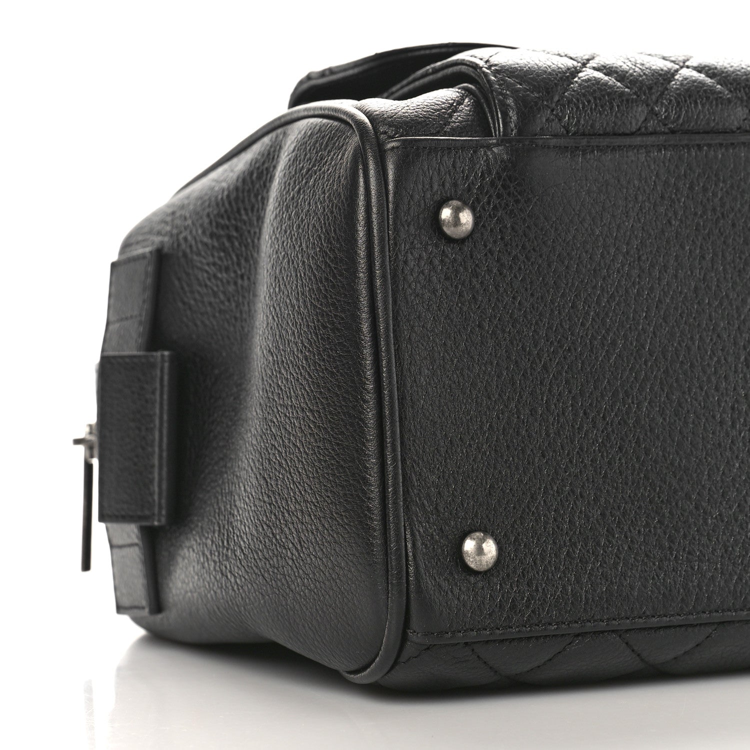 Chanel Grained Calfskin Quilted Large Casual Pocket Bowling Bag Black 8 of 9