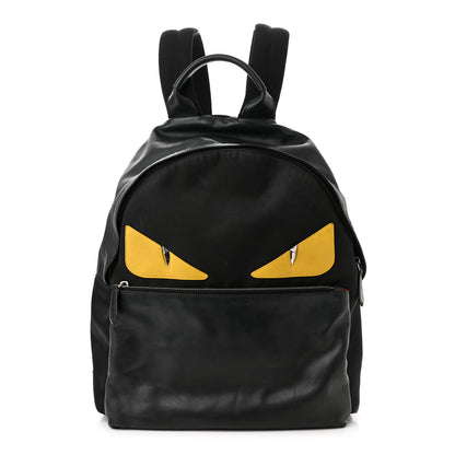 Fendi Nylon Vitello Liberty Vitello Dolce Monster Eyes Rounded Backpack Black Sunflower 1 of 15