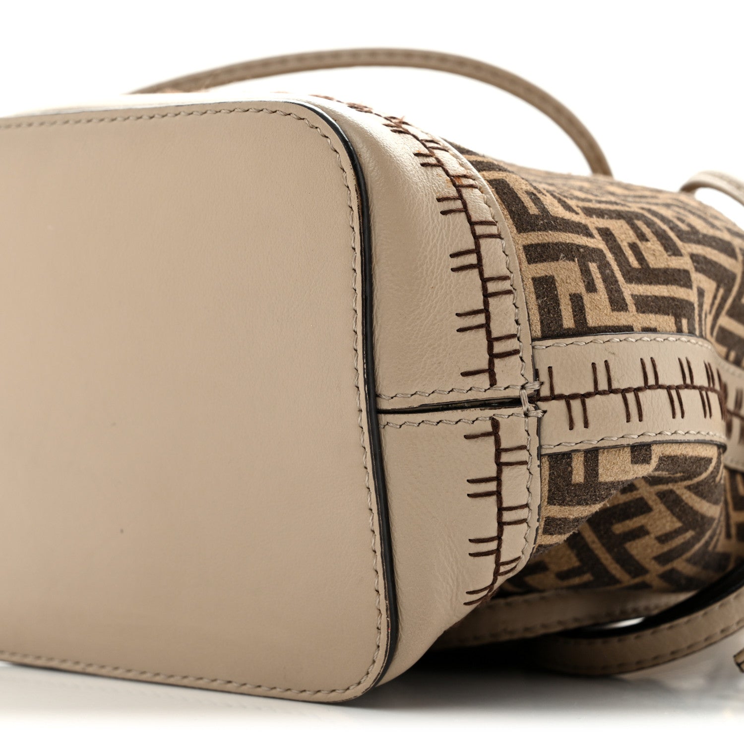Fendi Suede Vitello Grace F is Fendi Micro FF Mini Mon Tresor Bucket Bag Nude Spring Maya 10 of 15