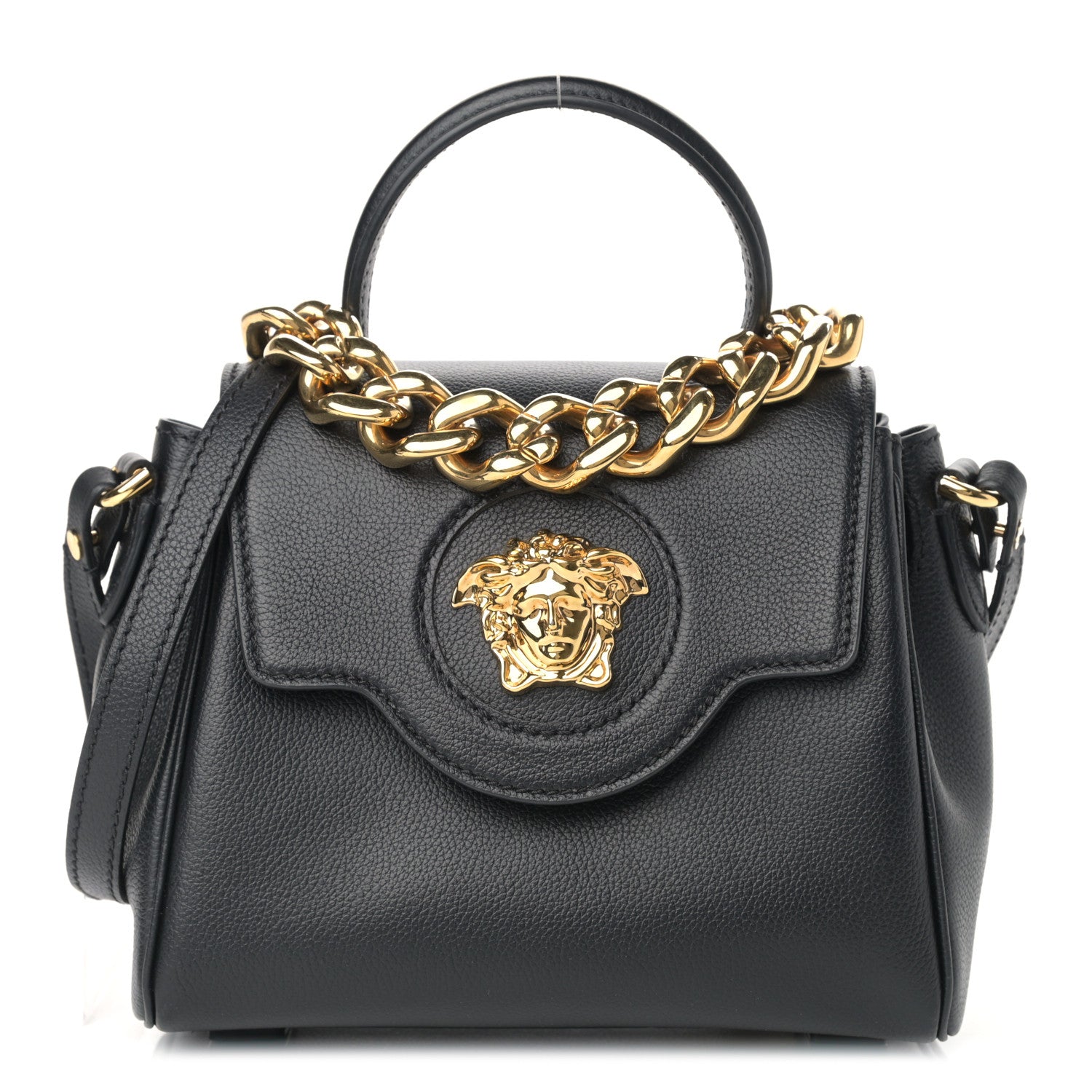 Versace Grained Calfskin Small La Medusa Top Handle Bag Black 1 of 11