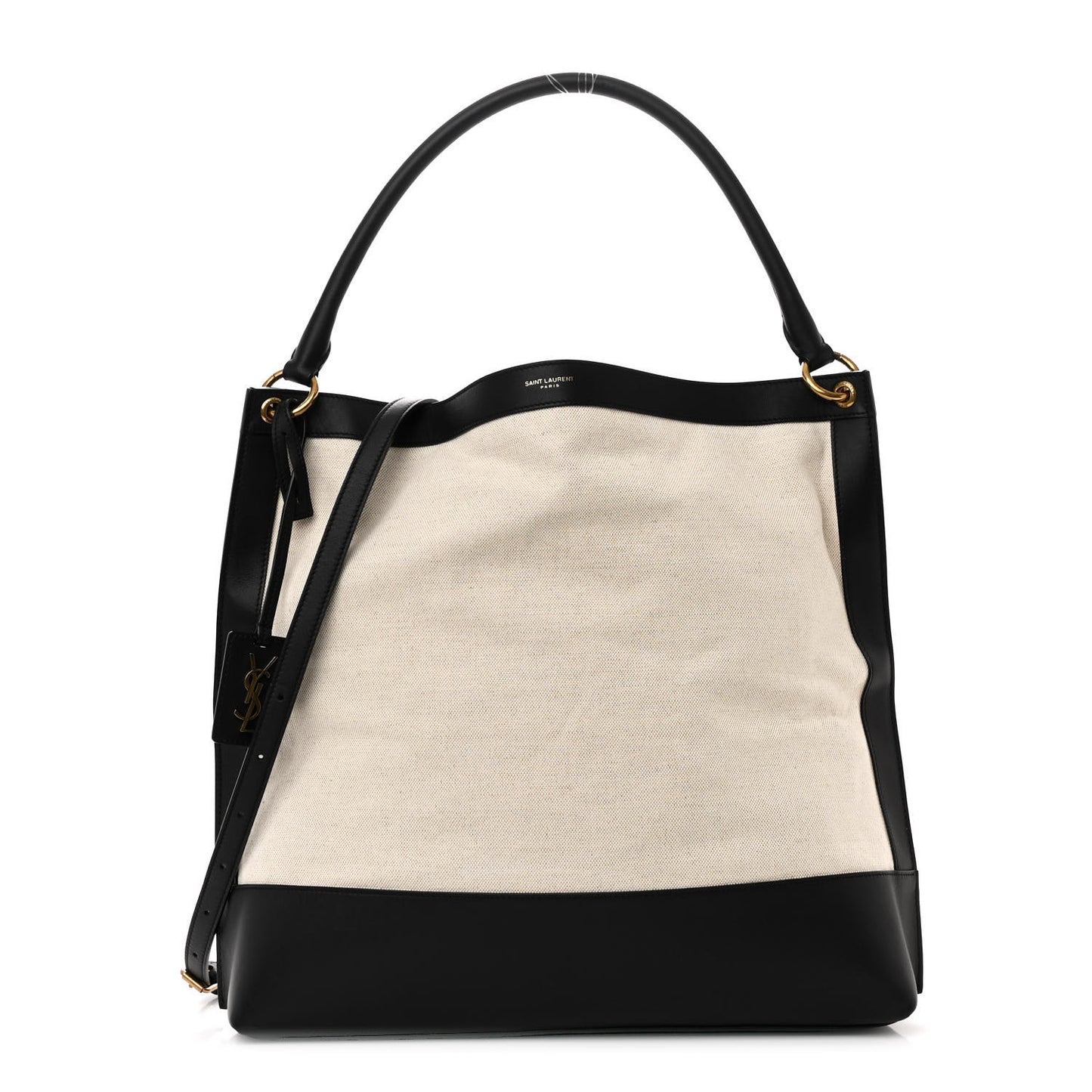 Canvas Calfskin Tag Hobo White Black