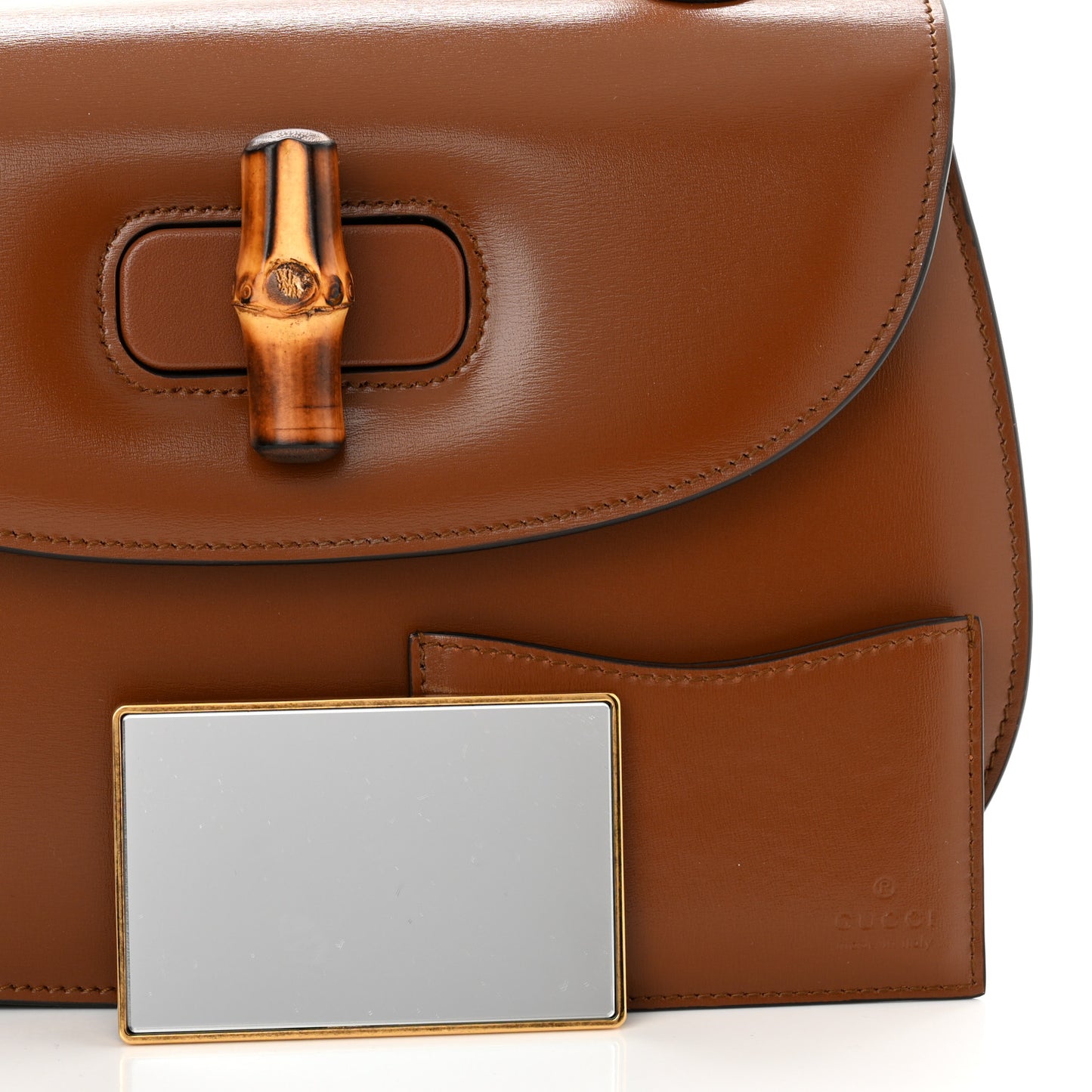Boarded Dyana Lux Calfskin Web Medium Bamboo 1947 Top Handle Bag Brown