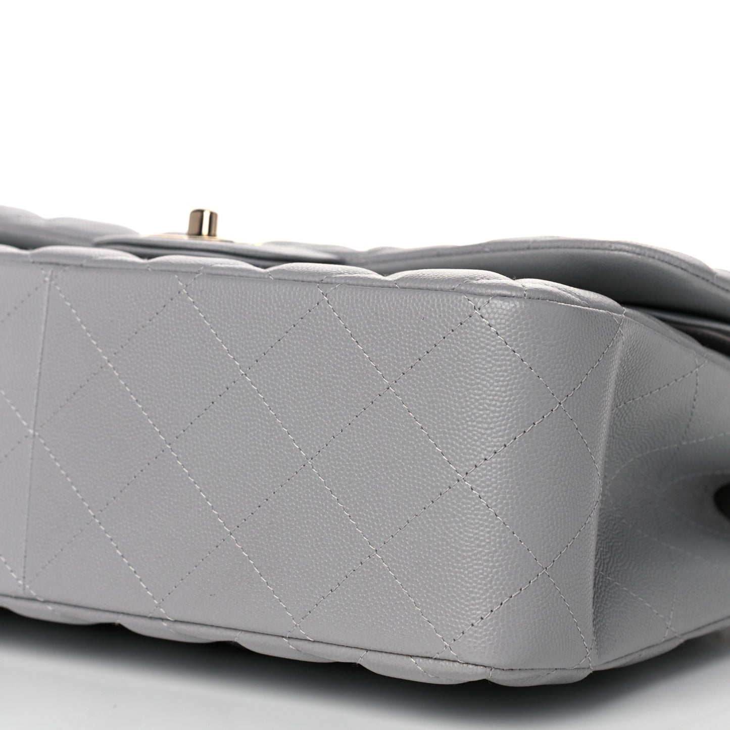 Caviar Quilted Jumbo Double Flap Grey