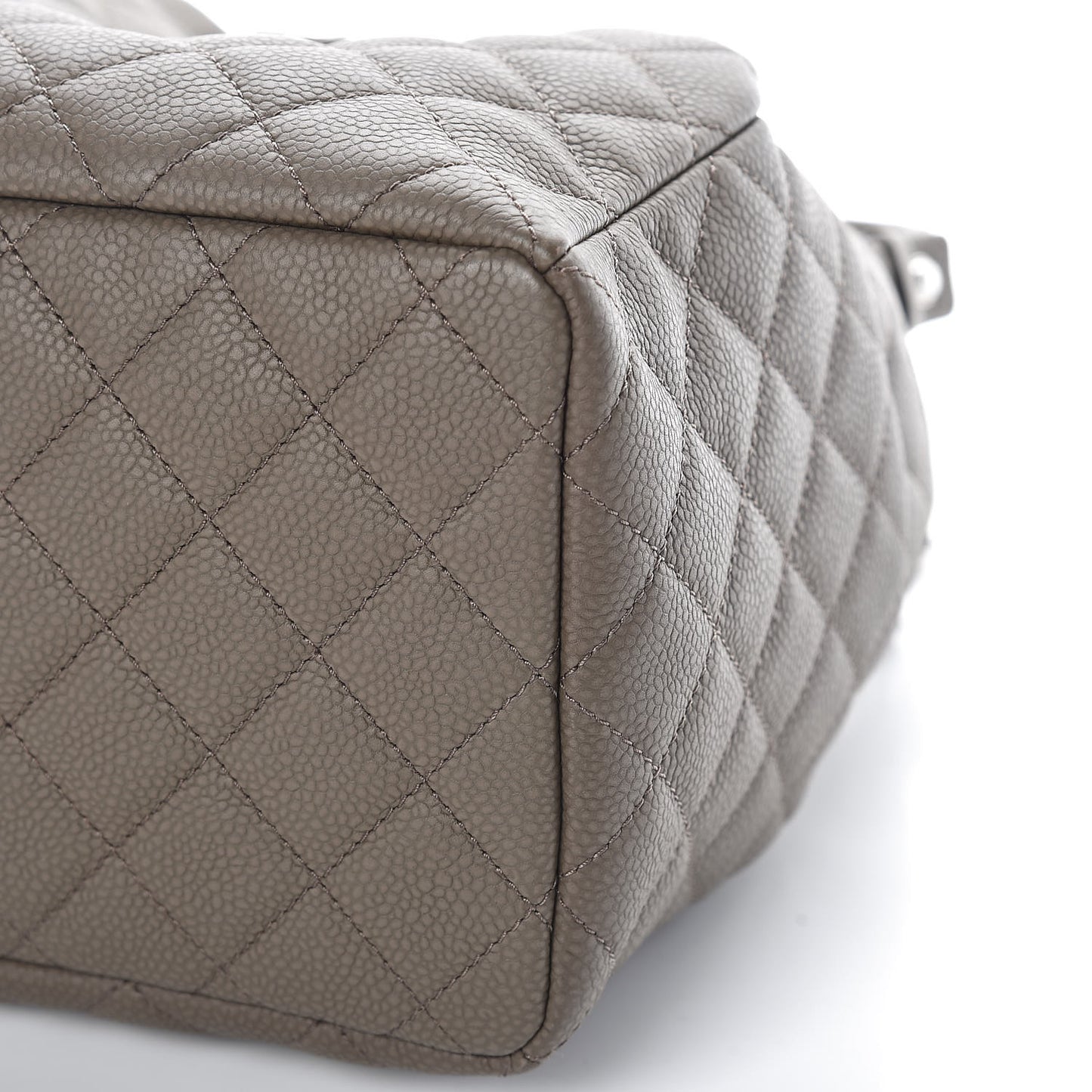 Grained Calfskin Quilted Small Chain Bucket Bag Khaki