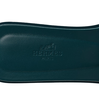Hermes Calfskin Oran Sandals 39 Bleu Emeraude 7 of 9