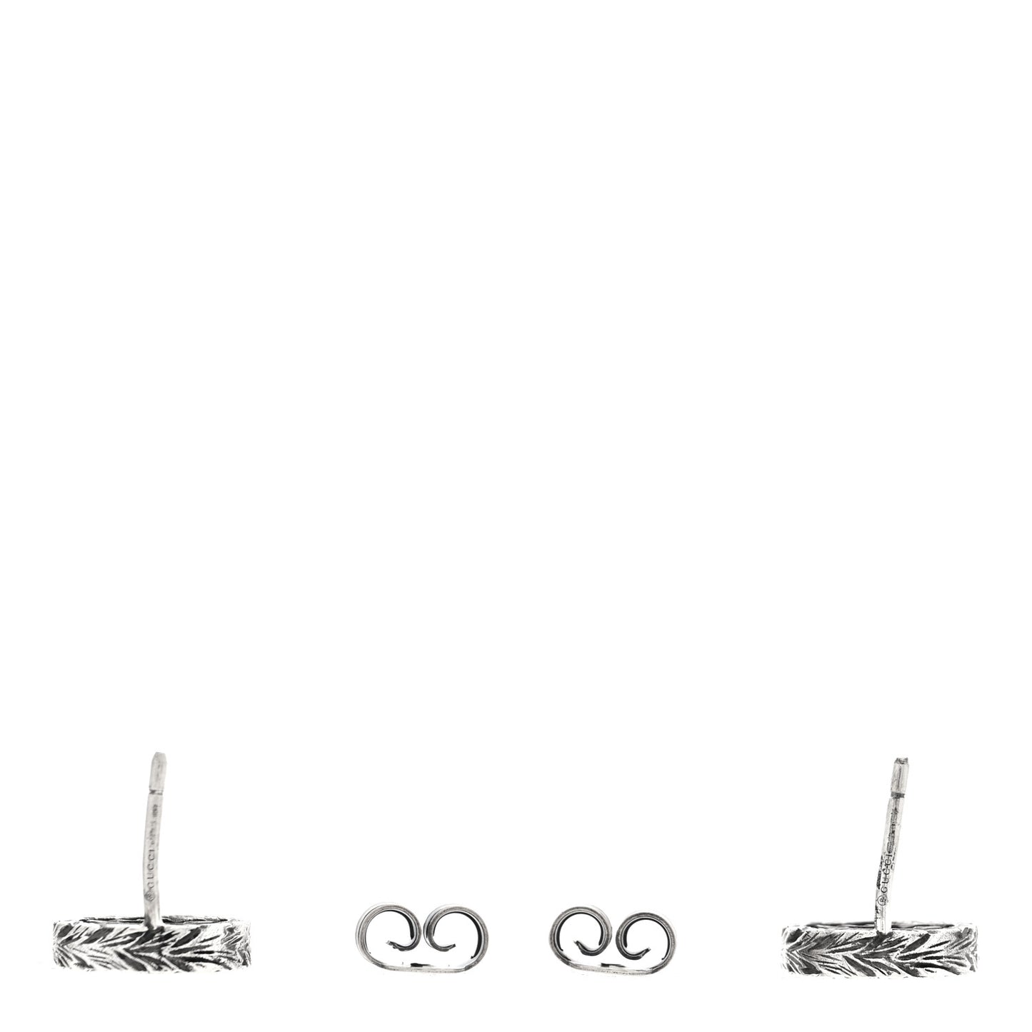 Sterling Silver Textured Interlocking G Stud Earrings
