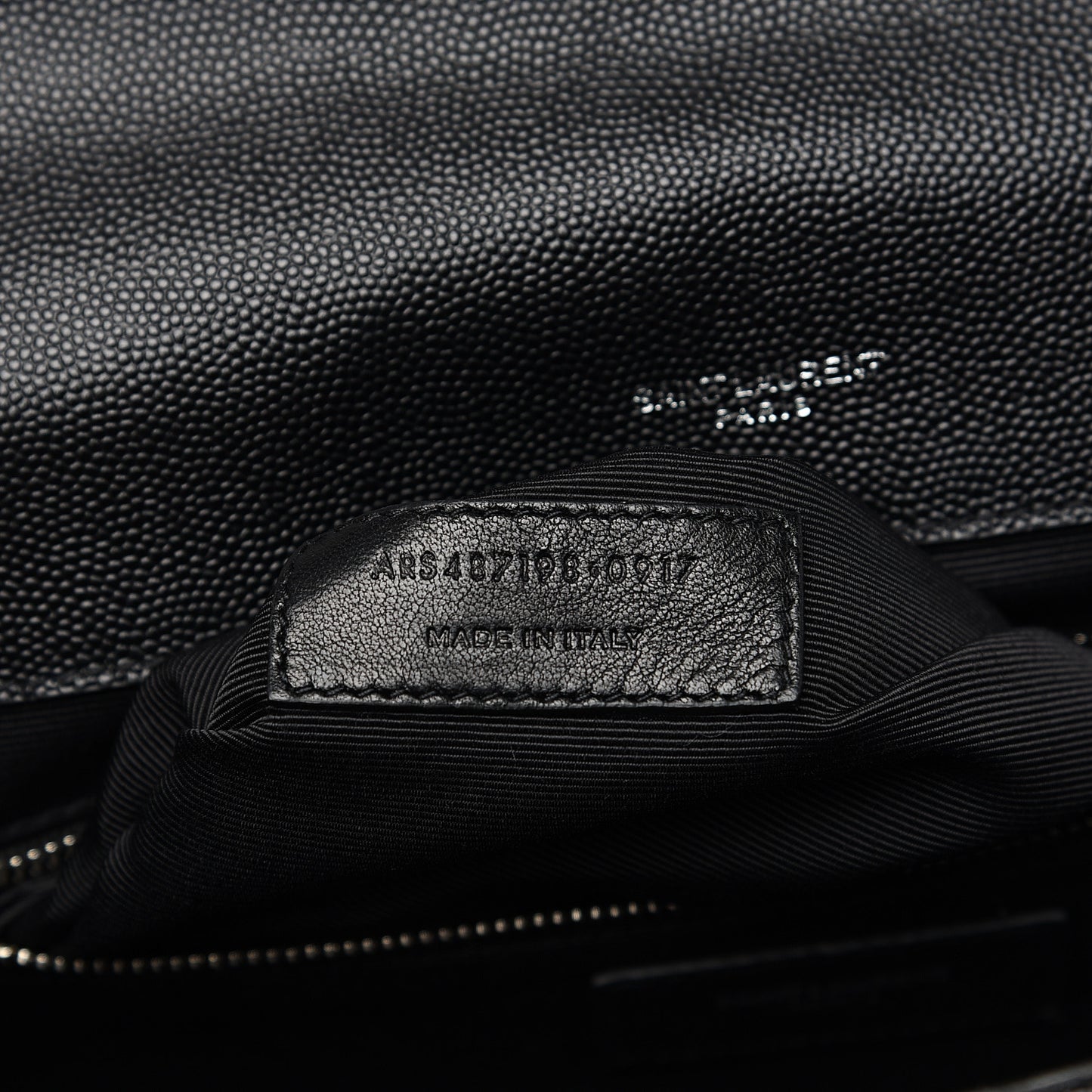 Grain De Poudre Textured Mixed Matelasse Large Triquilt Monogram Satchel Black
