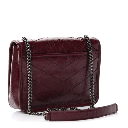 Saint Laurent Crinkled Calfskin Matelasse Monogram Niki Chain Wallet Dark Legion Red 3 of 11