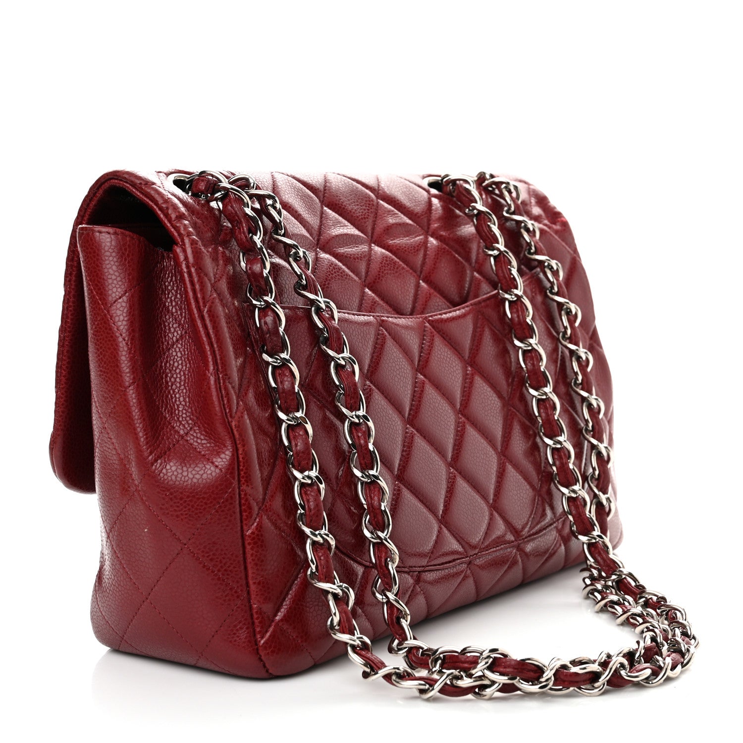 Chanel Caviar Quilted Jumbo Single Flap Dark Red 4 of 16