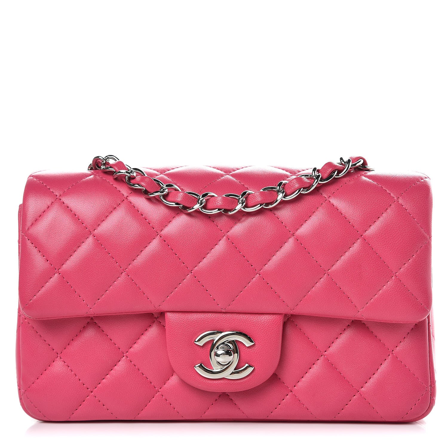 Chanel Lambskin Quilted Mini Rectangular Flap Dark Pink 1 of 12