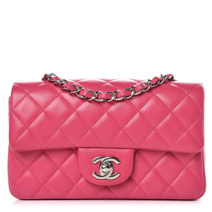 Chanel Lambskin Quilted Mini Rectangular Flap Dark Pink 1 of 12
