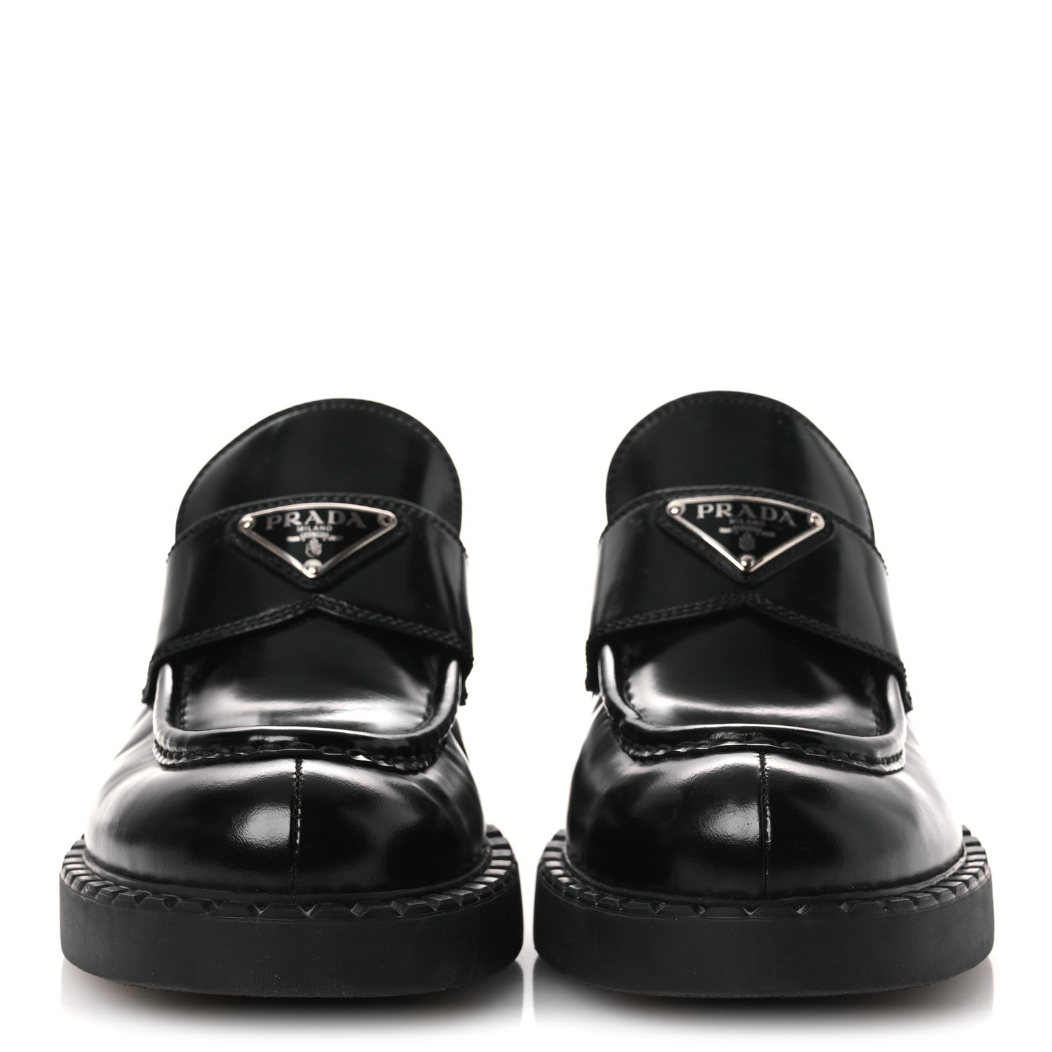 Prada Vernice Triangle 50mm Loafers 39 Black 3 of 11