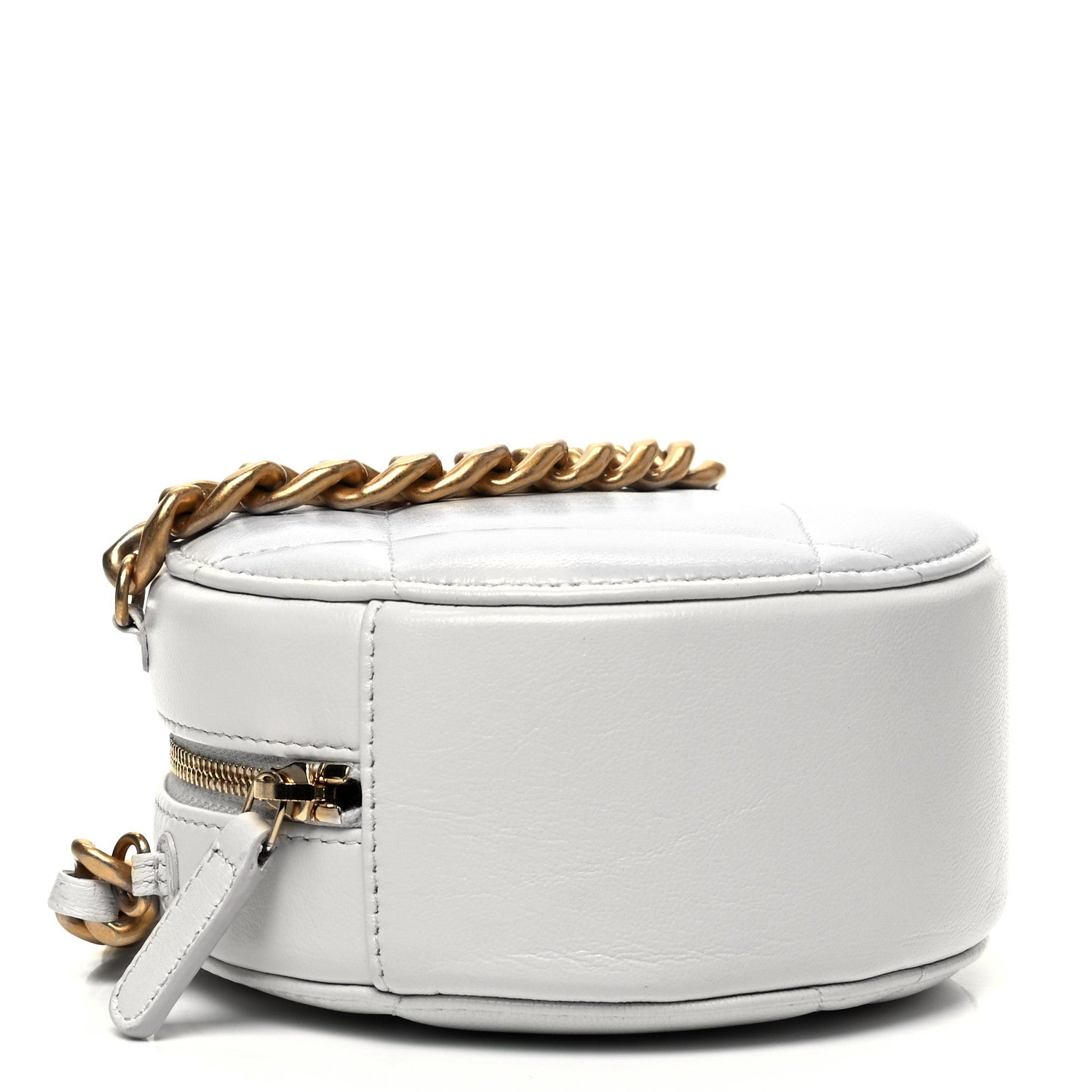 Chanel Goatskin Quilted Chanel 19 Round Clutch With Chain White 4 of 9