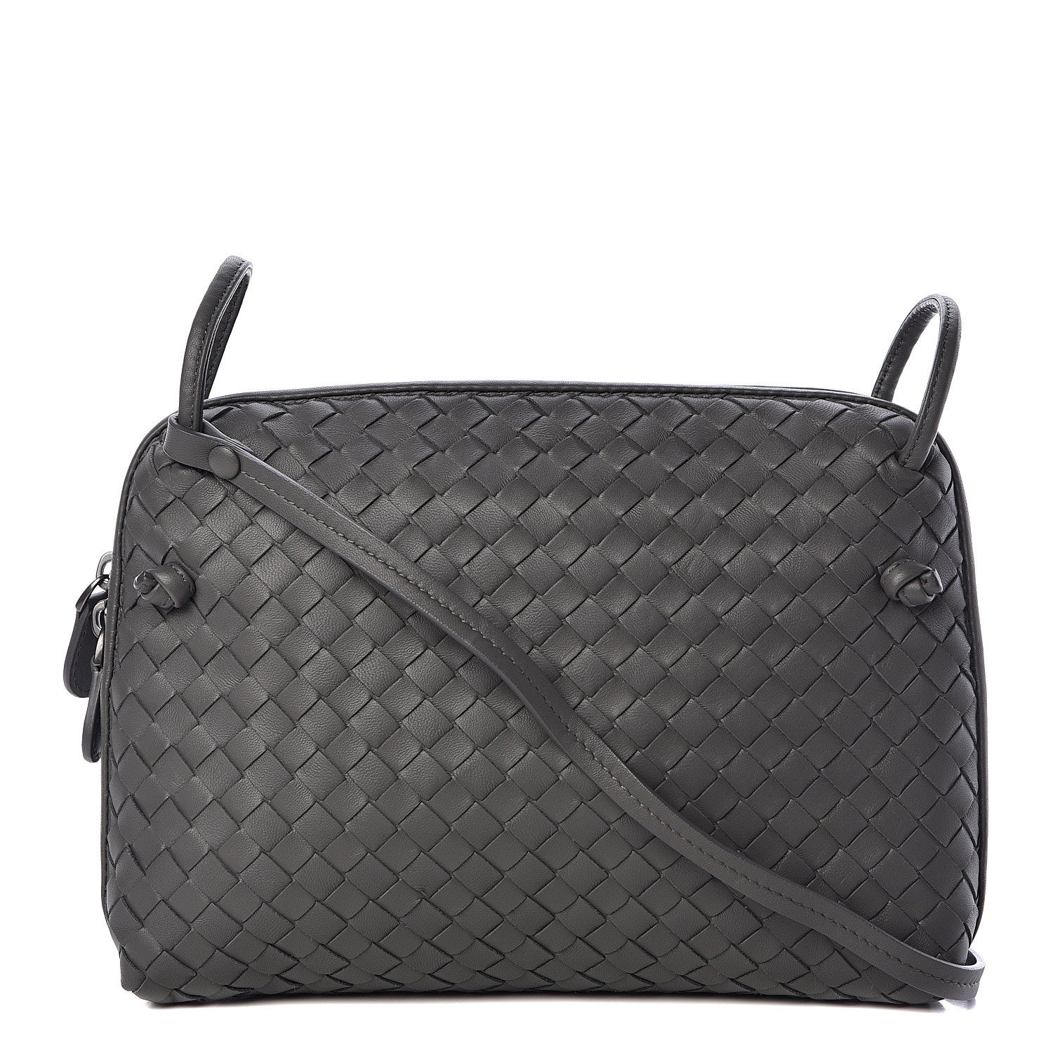 Bottega Veneta Nappa Intrecciato Pillow Crossbody Messenger Light Grey 1 of 11