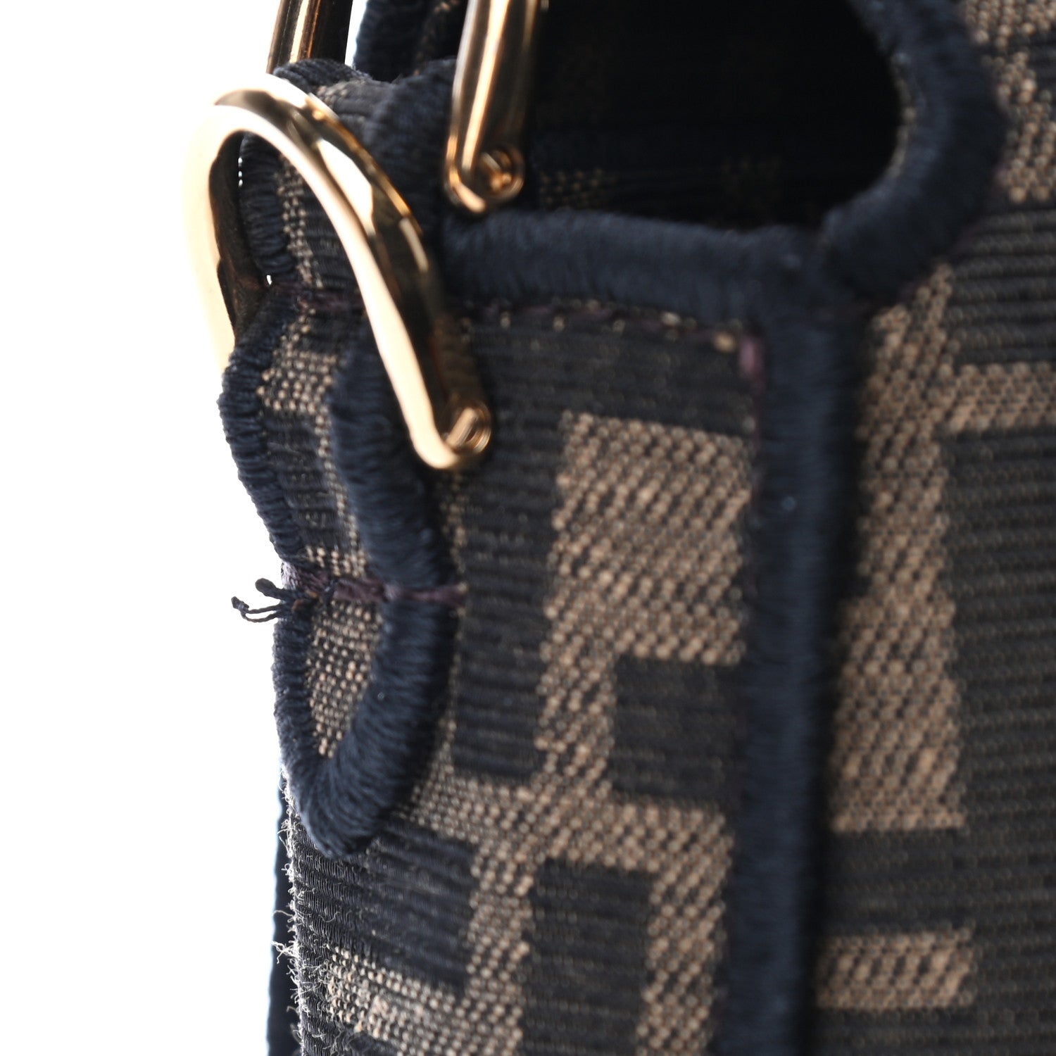 Fendi Fabric Jacquard FF 1974 Medium Baguette Tobacco Moro Black 8 of 10