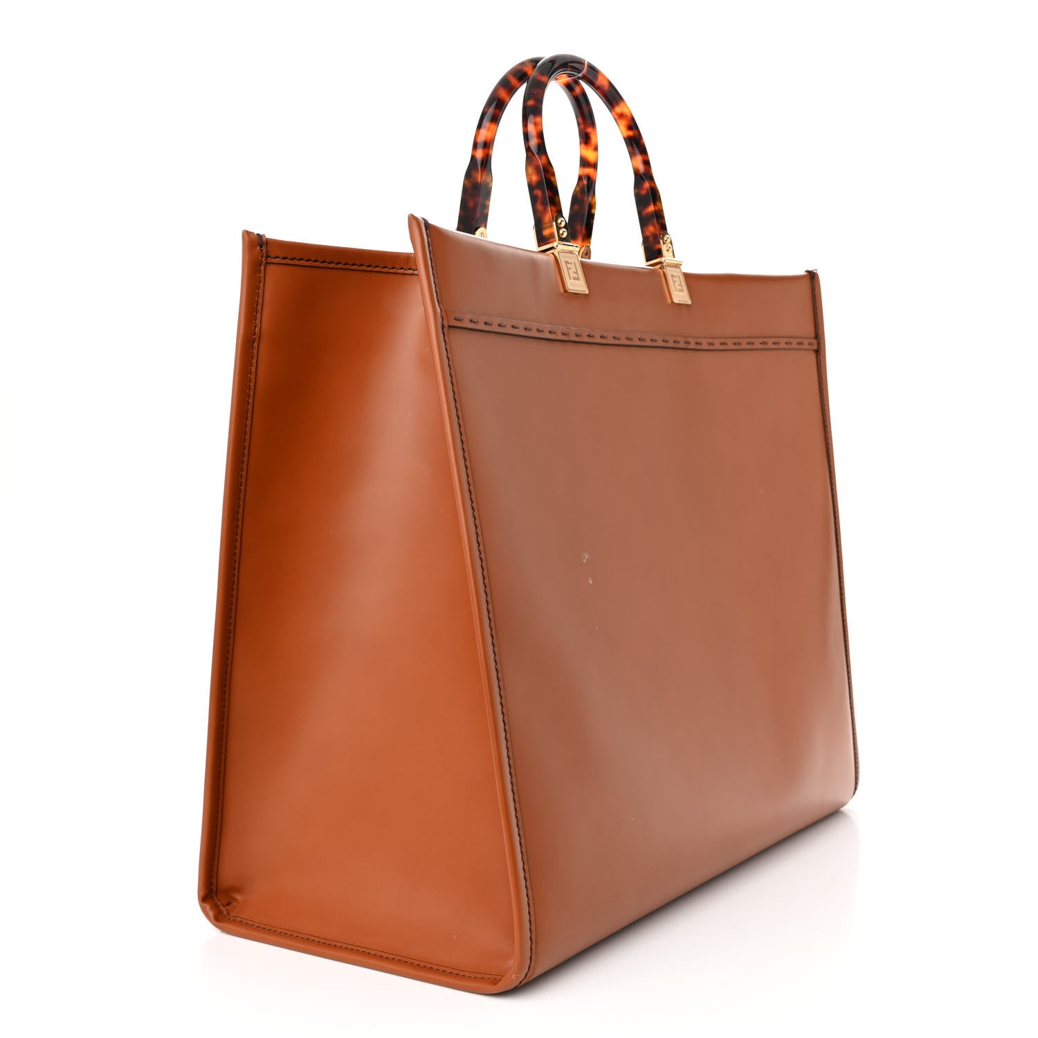 Fendi Vitello King Plexiglass Medium Fendi Sunshine Shopper Tote Cuoio 3 of 14