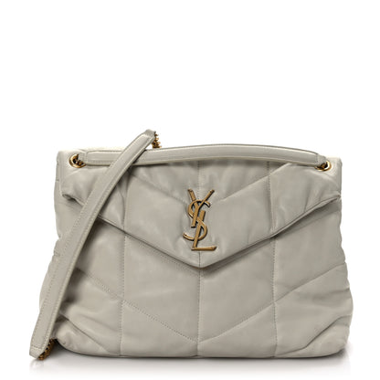 Saint Laurent Lambskin Quilted Medium Loulou Puffer Monogram Chain Satchel Crema Soft 1 of 10