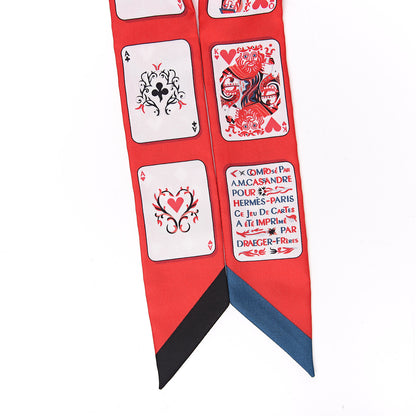 Hermes Silk Jeu de Cartes Twilly Rouge Black Ardoise 2 of 4