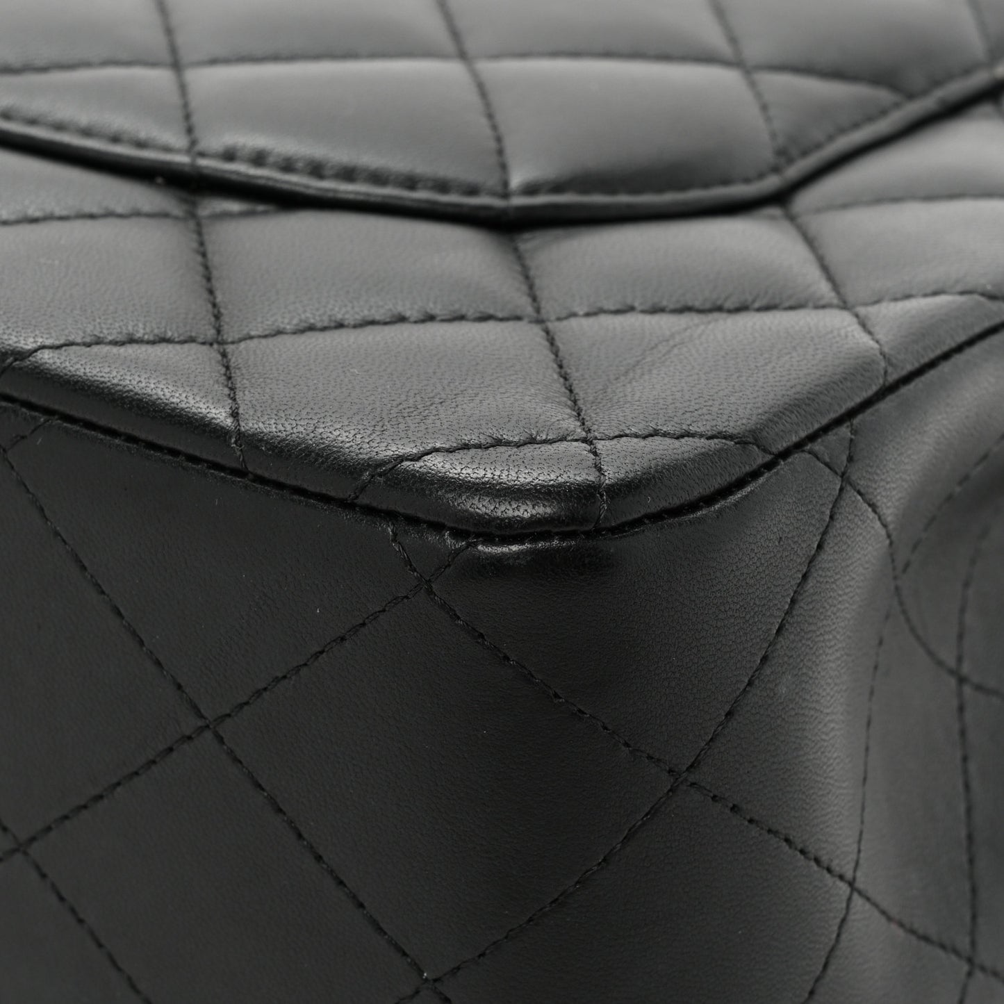Lambskin Quilted Jumbo Double Flap Black