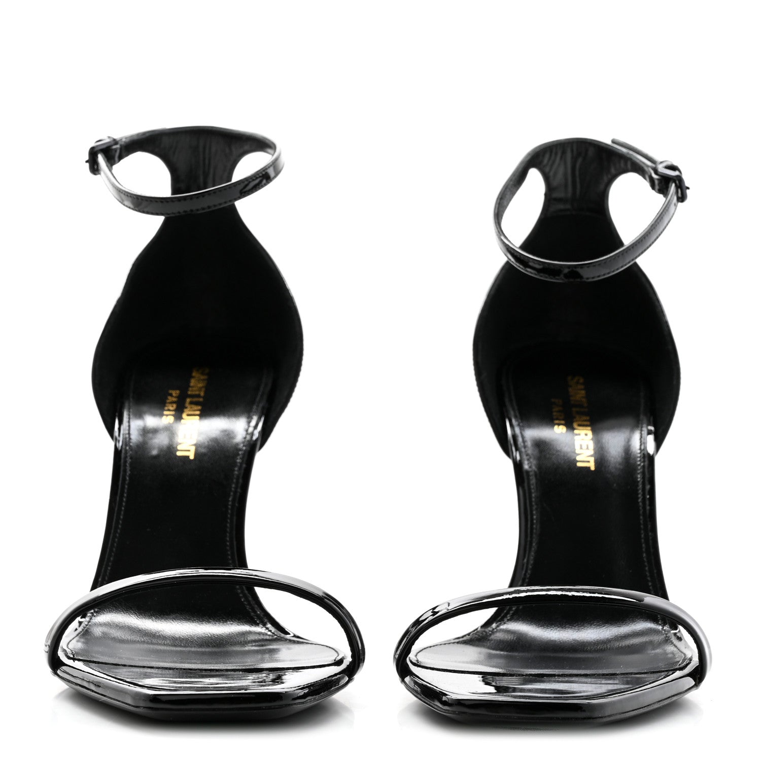 Saint Laurent Patent Calfskin Opyum 85 Sandals 38.5 Black 2 of 9