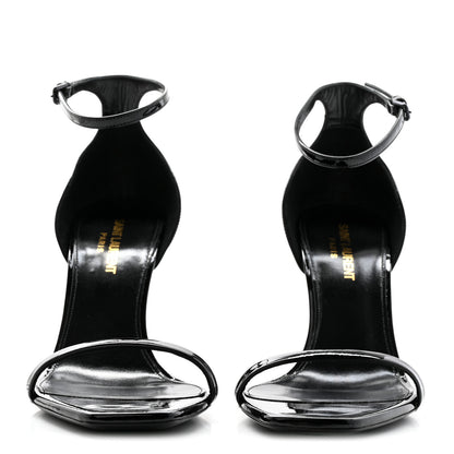 Saint Laurent Patent Calfskin Opyum 85 Sandals 38.5 Black 2 of 9