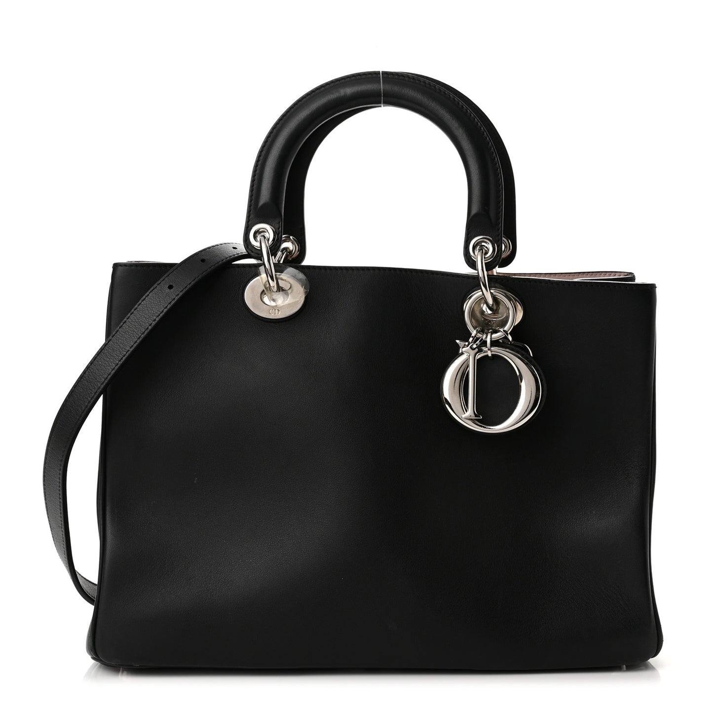 Smooth Calfskin Medium Diorissimo Tote Black Rose Poudre