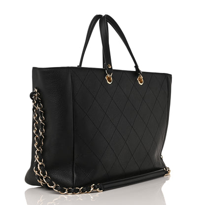 Chanel Bullskin Stitched Medium Shopping Bag Black 2 of 8